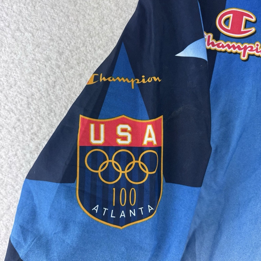 VTG Champion 1996 USA Official Olympic Team Windbreaker Jacket Large Blue - Picture 8 of 15